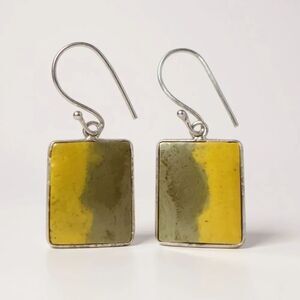 Bumblebee Jasper Gemstone Dangle Earrings Southwest Artisan Teardrop New